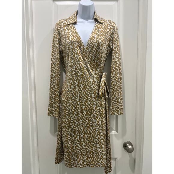 Diane Von Furstenberg Abigail Silk Jersey Long Sleeve Midi Wrap Dress Sz 8 - Picture 1 of 12